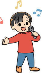 マイクを持って歌う男の子