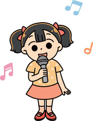 マイクを持って歌う女の子