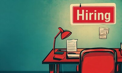 Vintage style Hiring animation. Job recruitment. Job hiring.