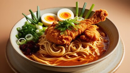 Savory Ramen Noodles with Rich Broth, Pork, Boiled Egg, and Fresh Green Onions