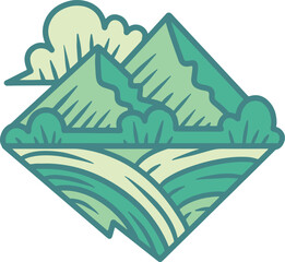 Wilderness Bliss: Mountain Camping Emblem logo design