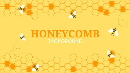 Vector graphic of honeycomb and little bees background suitable for world honey bee day 4k