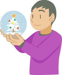 スノーボールを持った男の子