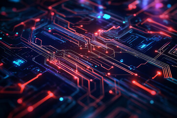 Fototapeta premium Futuristic Techno Circuitry Lines Form an Abstract Digital Artwork