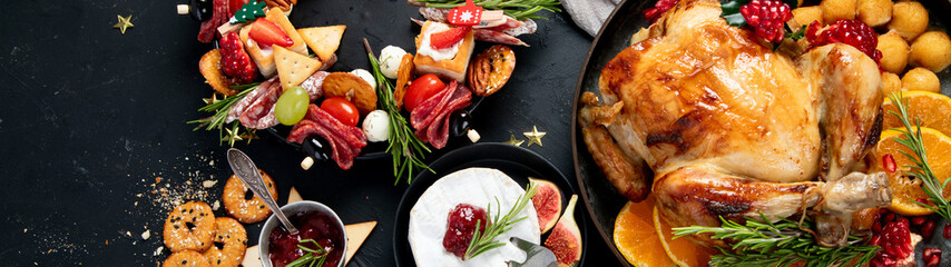 Christmas and Thanksgiving traditional food, holiday dinner,.