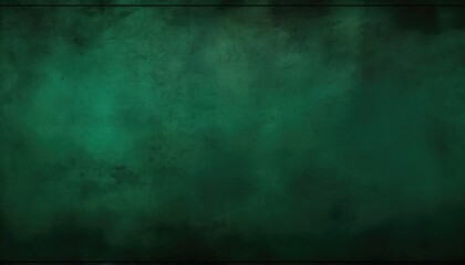 Fototapeta premium Elegant dark emerald green background with black shadow border and old vintage grunge texture design