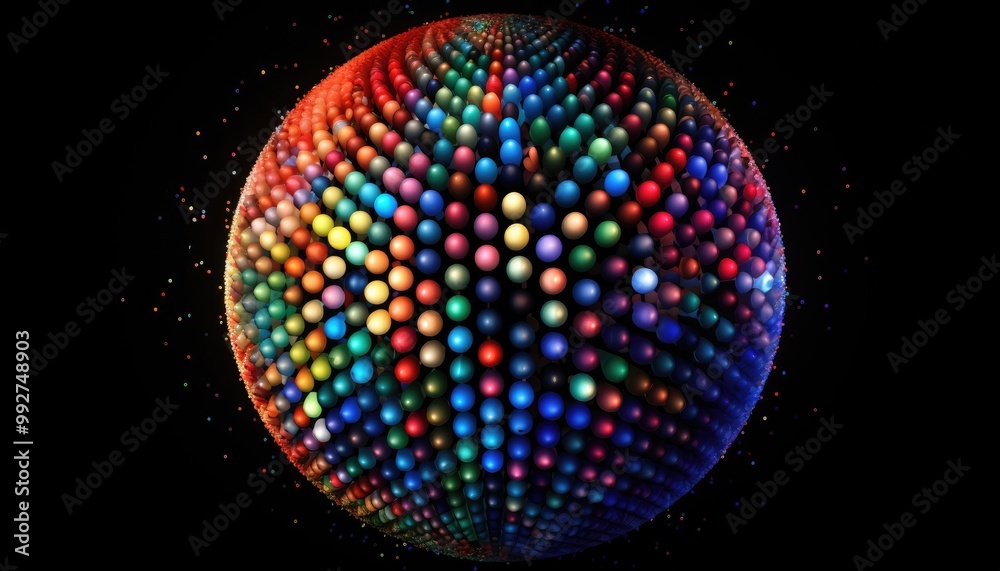Poster dots colorful globe, abstract graphics. image with clipping path