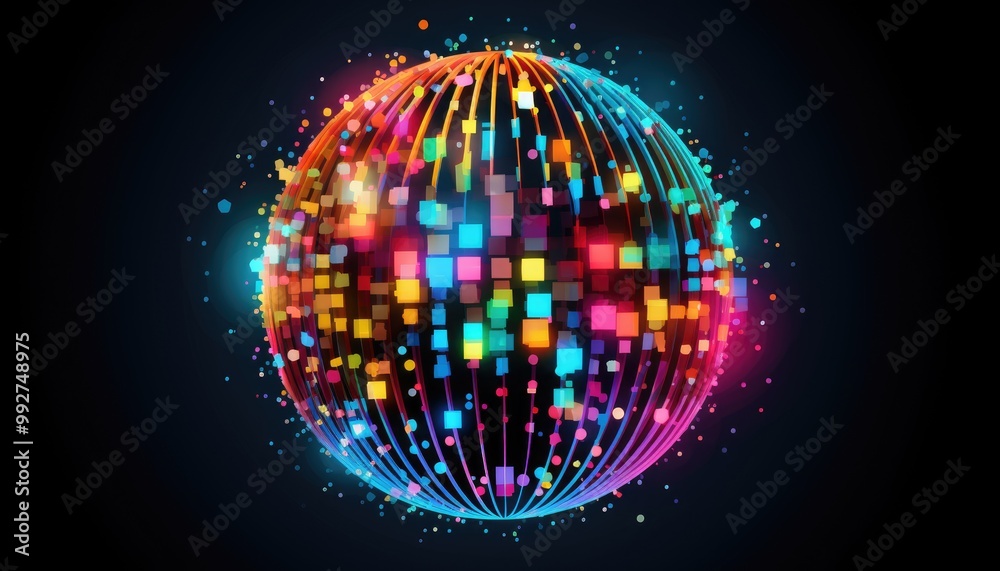 Fototapete Dots colorful globe, abstract graphics. Image with clipping path