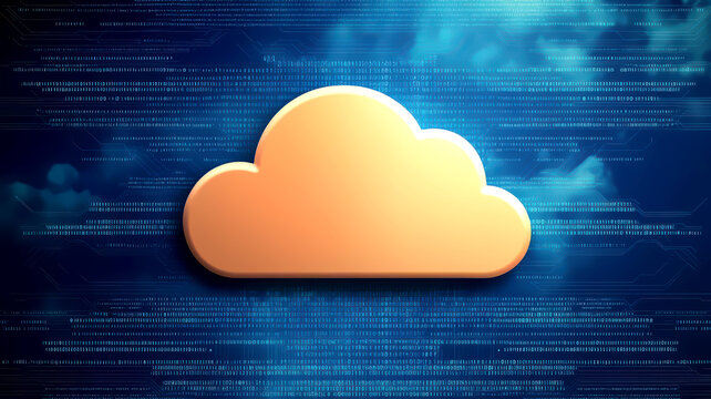 Glowing cloud symbol surrounded by binary code, representing cloud computing innovation, Cloud Computing, Tech Advancements