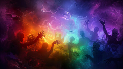 Zombies Painting Eerie Halloween Scenes