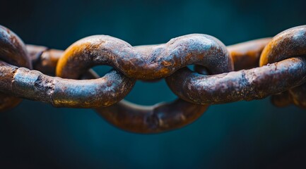 Fototapeta premium A close up of a rusty chain on a blue background