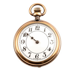 Vintage Bronze Pocket Watch With Classic Roman Numerals On White Background