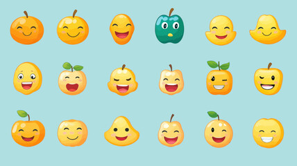 Fototapeta premium Editable Vector Image of New Apple Emojis with Diverse Expressions for Messaging and Design