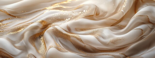 Obraz premium Abstract background featuring soft fabric in waves, with marble texture and gold glitter.