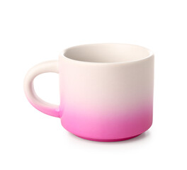 Ceramic cup on white background