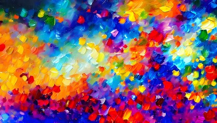 幾重にも重なり合う色鮮やかな油絵のイラスト　