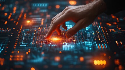 Obraz premium A businessman examines a virtual graph icon representing finance, technology, and investment in stock market trading, including forex and cryptocurrency analysis.