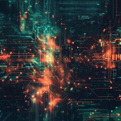 Obraz premium digital backend technology concept particle background design