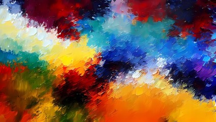 幾重にも重なり合う色鮮やかな油絵のイラスト　