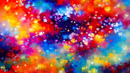 幾重にも重なり合う色鮮やかな油絵のイラスト　