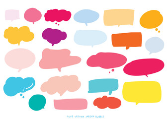 Cute vector speech bubble colorful set,Hand drawn set of speech bubbles with handwritten for book ,card, business, poster design. Vector illustration design for fashion fabrics,cute doodle