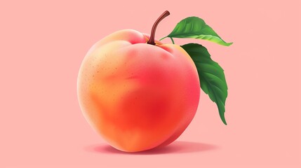 Peach, detailed and realistic, flat design illustration