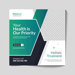Medical healthcare social media banner and instagram post template