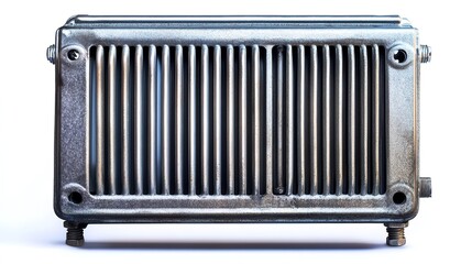 Fototapeta premium An image of a car radiator, a spare part, is isolated on a white background. 