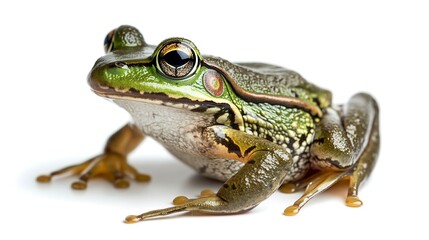 Naklejka premium A closeup of a green frog isolated on a white background 
