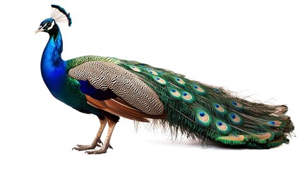 Fototapeta premium A beautiful peacock on a white background 