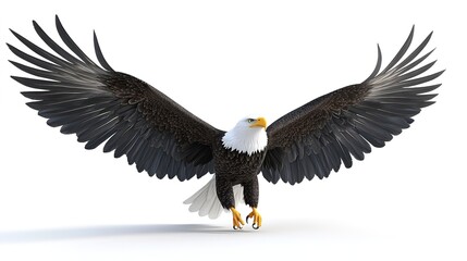 Obraz premium 3D rendering of a bald eagle isolated on white background. Computer generated illustration 