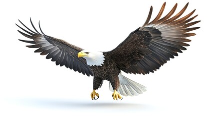 Obraz premium 3D rendering of a bald eagle isolated on white background. Computer generated illustration. 
