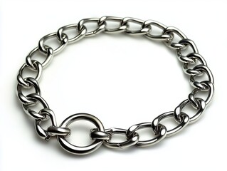Fototapeta premium A silver chain bracelet with a circle on it