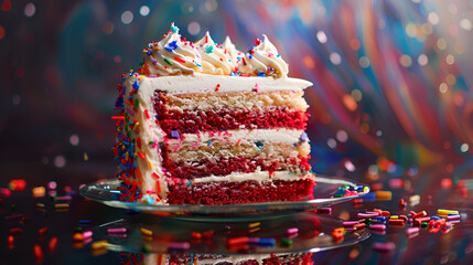 cake with candles, Colorful white Cake isolate on wgite background.
