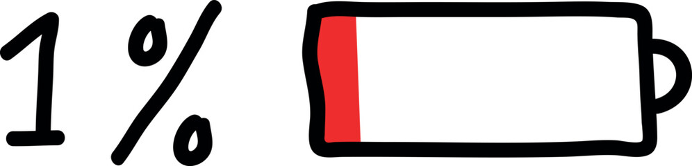 Low Battery Icon at 1 Percent