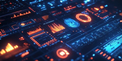 Obraz premium Computer Screen with Glowing Lights