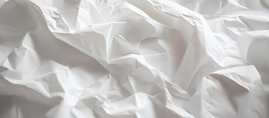 Fototapeta premium A close-up view of crumpled white paper, showcasing its texture and folds in a minimalist aesthetic.