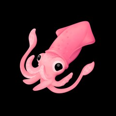 Cute Pink Squid Emoji