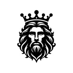 Vector logo of a majestic king head. graphic resource of a king icon.