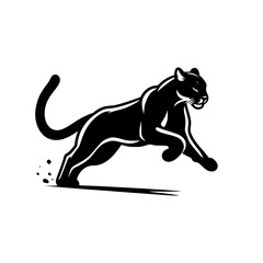 vector logo of a running puma. black and white illustration of a jaguar.