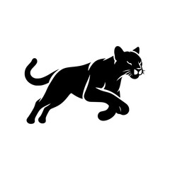 vector logo of a running puma. black and white illustration of a jaguar.