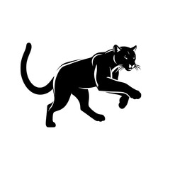 vector logo of a running puma. black and white illustration of a jaguar.