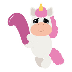 Birthday party invitation with baby unicorn