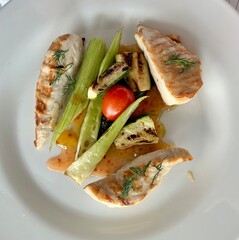 delicious grilled chicken fillets with celery