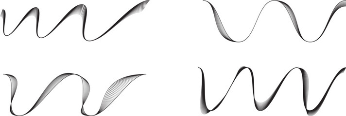 Decorative wave of lines . Intertwined one lines waves. Abstract flow linear fluid design element .Zigzag waves. Wavy Music sounds lines. Squiggle stroke . Ornament design.Line art .Vector 