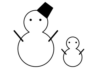 かわいい二体の雪だるま