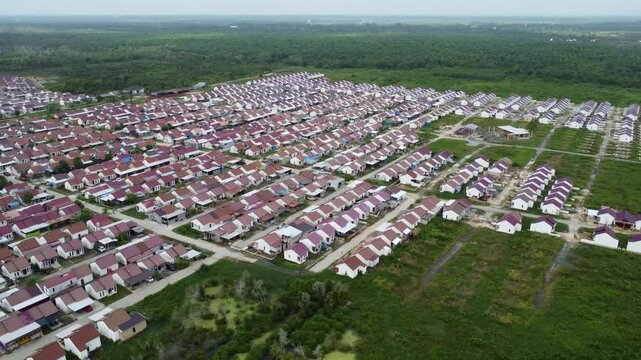 Aerial view of subsidized housing development in South Kalimantan