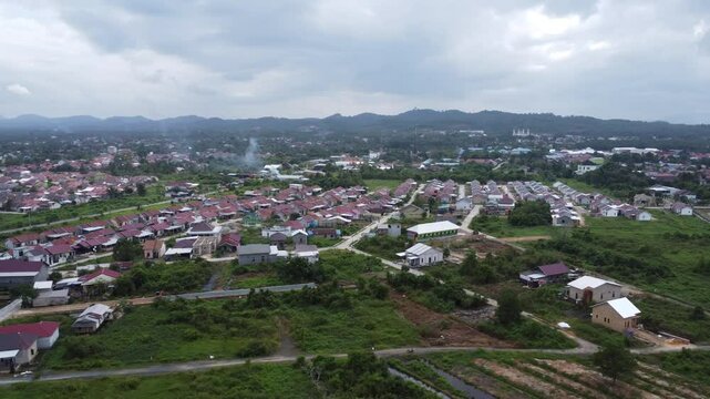 Aerial view of subsidized housing development in South Kalimantan
