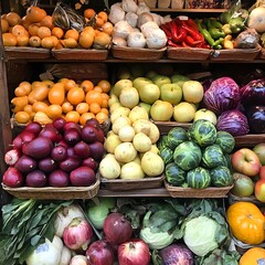 A Vibrant Display of Fresh Produce at a Local Market.