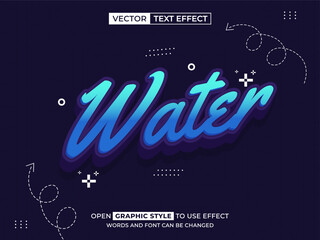 water editable text, font effect, 3d text for title
